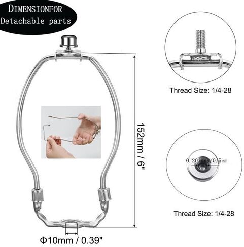 ​Lamp Shade Harp Holder，6 Inch Lamp Harp Kit -2 Set，Detachable Shade Holder for Table & Floor Lamps， DIY Lighting Accessories Lampshade Bracket， with 2 Shade Attaching Finial Top(Nickel) in Kuwait
