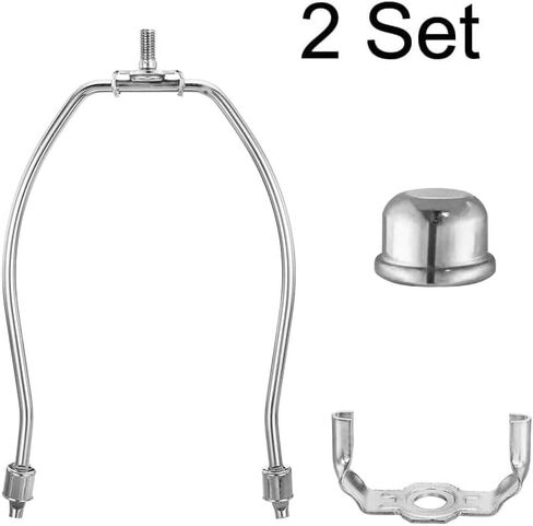 ​Lamp Shade Harp Holder，6 Inch Lamp Harp Kit -2 Set，Detachable Shade Holder for Table & Floor Lamps， DIY Lighting Accessories Lampshade Bracket， with 2 Shade Attaching Finial Top(Nickel) in Kuwait
