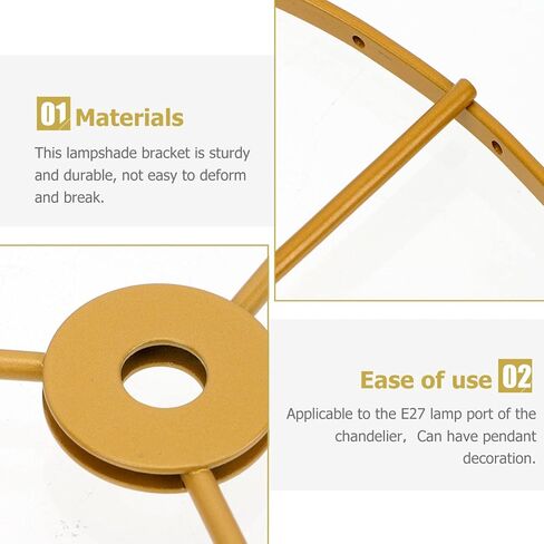 Luxshiny Creative E27 Chandelier Frame Double-Layer Ring Lampshade Holder Wire Frame for Diy Lamp Shade Replacement Home Lighting Accessory 13.77In in Kuwait