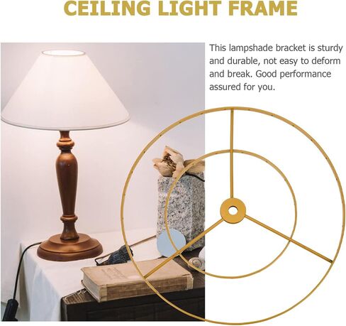 Luxshiny Creative E27 Chandelier Frame Double-Layer Ring Lampshade Holder Wire Frame for Diy Lamp Shade Replacement Home Lighting Accessory 13.77In in Kuwait
