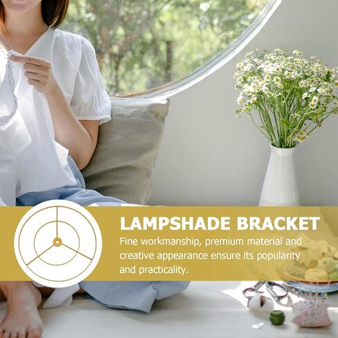 Luxshiny Creative E27 Chandelier Frame Double-Layer Ring Lampshade Holder Wire Frame for Diy Lamp Shade Replacement Home Lighting Accessory 13.77In in Kuwait