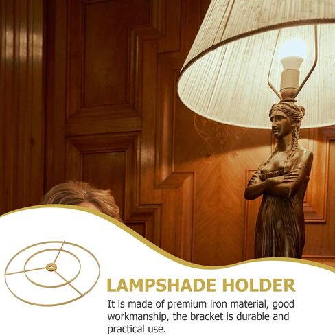 Luxshiny Creative E27 Chandelier Frame Double-Layer Ring Lampshade Holder Wire Frame for Diy Lamp Shade Replacement Home Lighting Accessory 13.77In in Kuwait