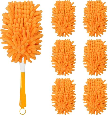 10Pcs Reusable Duster Refill Compatible with Swiffer Hand Duster +1 Handle, 360 Heavy Duty Duster Refills for Cleaning, Office, Ceiling Fan (10PCS+1Handle) in Saudi Arabia