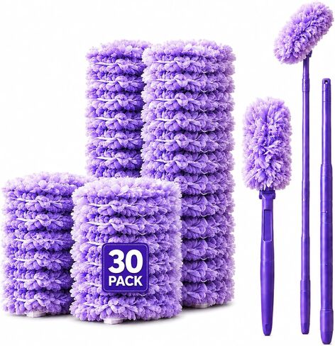 30 Count 360°Heavy Duty Duster Refills(for Swiffer), Multisurface Duster Refills Only, Unscented Disposable for Cleaning with 4X Microfibers for Electronics, Furniture, Blinds, Ceiling Fans in Kuwait