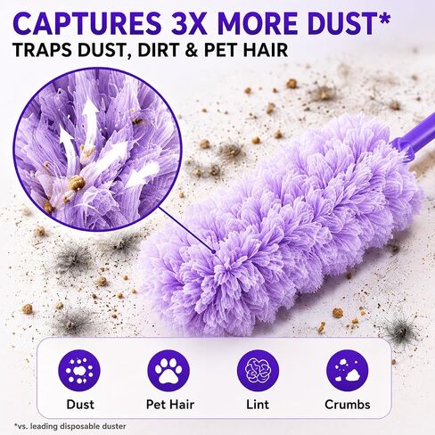 30 Count 360°Heavy Duty Duster Refills(for Swiffer), Multisurface Duster Refills Only, Unscented Disposable for Cleaning with 4X Microfibers for Electronics, Furniture, Blinds, Ceiling Fans in Kuwait