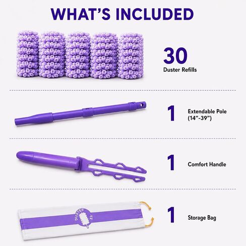 30 Count 360°Heavy Duty Duster Refills(for Swiffer), Multisurface Duster Refills Only, Unscented Disposable for Cleaning with 4X Microfibers for Electronics, Furniture, Blinds, Ceiling Fans in Kuwait