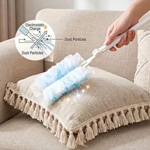 120 Pcs Disposable Heavy Duty Duster Refills, Bulk Electrostatic Duster Refills Microfiber Feather Duster for Cleaning Blinds Electronics Furniture Multi-Surface Dusting, Unscented in Kuwait