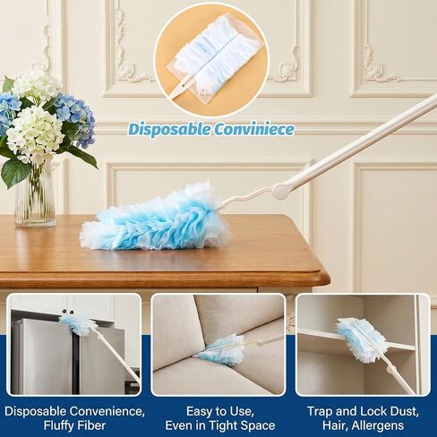120 Pcs Disposable Heavy Duty Duster Refills, Bulk Electrostatic Duster Refills Microfiber Feather Duster for Cleaning Blinds Electronics Furniture Multi-Surface Dusting, Unscented in Kuwait