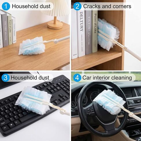 120 Pcs Disposable Heavy Duty Duster Refills, Bulk Electrostatic Duster Refills Microfiber Feather Duster for Cleaning Blinds Electronics Furniture Multi-Surface Dusting, Unscented in Kuwait