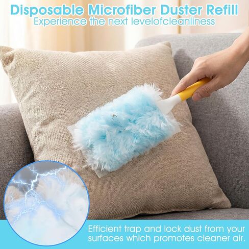Sibba 120 Pcs Duster Refills, Electrostatic Disposable Dusters Refills Bulk Compatible with Duster, Multi-Surface Dusting Refill Microfibre Dusters for Blinds Ceiling Fans Furniture Multi-Surface in Saudi Arabia