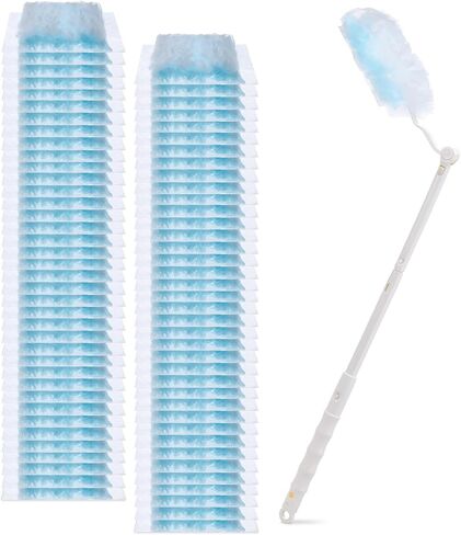 Dimeho 60 Count Duster Refills, Disposable Cleaning Duster Kit Heavy Duty Microfibre Dusters with Extendable Handle Starter Multi-Surface Dusters for Cleaning Home Furniture Blinds Ceiling Fan in Saudi Arabia