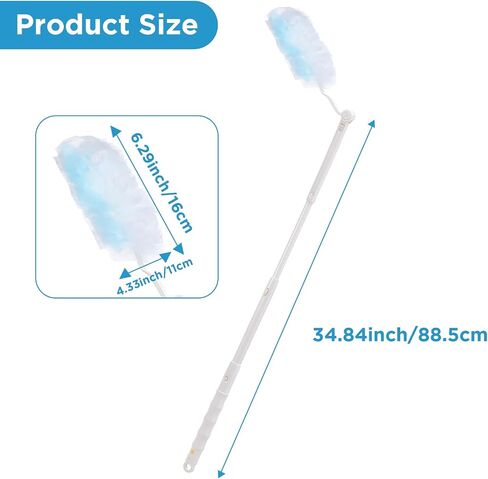 Dimeho 60 Count Duster Refills, Disposable Cleaning Duster Kit Heavy Duty Microfibre Dusters with Extendable Handle Starter Multi-Surface Dusters for Cleaning Home Furniture Blinds Ceiling Fan in Saudi Arabia