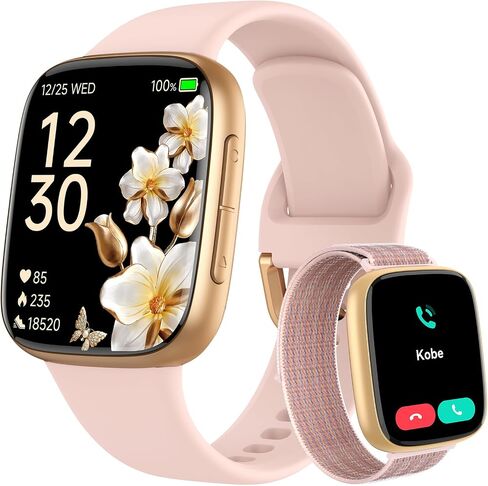 Fitpolo Smart Watch, 1.85" AMOLED Fitness Tracker with Bluetooth Call, Heart Rate/Sleep/SPO₂ Monitor, 100+ Sports Modes, 3ATM Waterproof Smartwatch for Android/iPhone/Samsung, Includes 2 Bands in Kuwait
