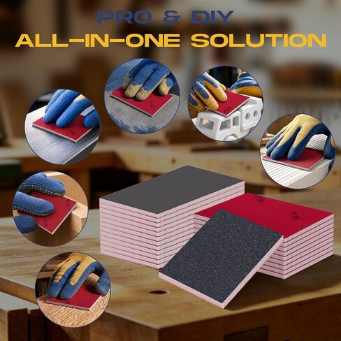 24 Pack Washable Reusable Sanding Sponge Set, 120-3000 Grit Fine Sandpaper Blocks for Wood/Metal/Auto, Wet Dry Sanding Block for Drywall & Furniture Polishing (3x4 Inch) in Kuwait