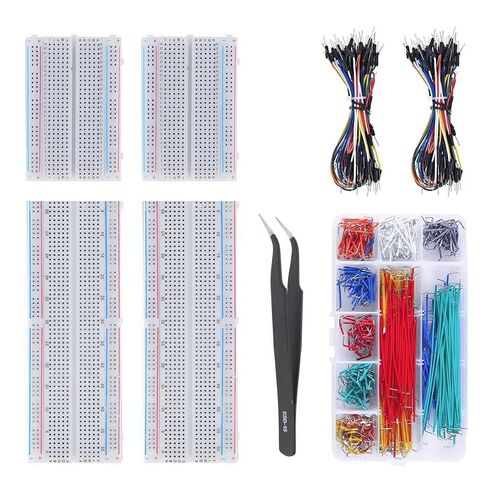 840Pcs Breadboard Jumper Wires Kit with 4 Solderless Breadboards, 14 Lengths 2-125mm Pre-Cut Flexible Connecting Cables & Storage Box for Arduino, Raspberry Pi, DIY Electronics Prototyping in Kuwait