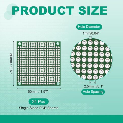 MECCANIXITY 12Pcs Single Sided PCB Boards, FR-4 Fiberglass Printed Circuit Prototyping Board, Universal Prototype Kit for DIY, Soldering, Electronics, Green 1.97" x 1.97" in Kuwait