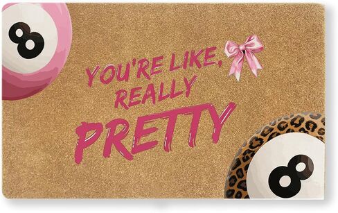 Welcome Pink Bow Door Mat | 30x17 in faux coir doormat with non-slip PVC backing, pink bow welcome rug for porch, patio or girly home decor. in Saudi Arabia