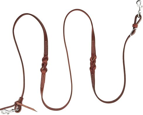 Jeereal Western Leather Horizons شقة قابلة للتعديل Roper Rein، Mecates Reins، Round Trail Rein، أجهزة من الفولاذ المقاوم للصدأ in Kuwait