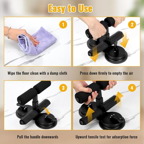Double Suction Cup Trainer, Three-level Height Adjustment, Sit Up Bar Foot Holder Heigh Adjustable, Ab dominal Training Aid with Massage Roller and Drawstring, Suitable for Home Fitness in Kuwait