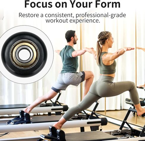 عجلات دوارة بديلة من Ronyes متوافقة مع مصلح Aero Pilates (6 عبوات)، قطع غيار مصلح البيلاتس شديدة التحمل مع محامل فولاذية كربونية، 8 مم × 32 مم × 12 مم، أسود in Kuwait