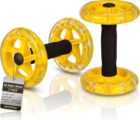 POPETPOP Ab Roller Wheel Twin-Wheel Ab for Core Training Abs Roller for Abdominal Muscles Non-Slip Handles Portable Exercise Equipment for Home Gym in Kuwait