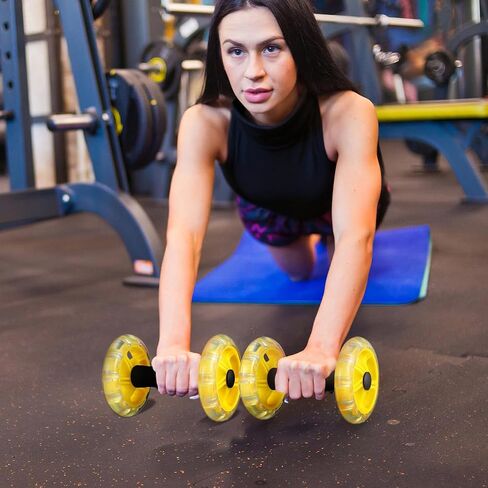 POPETPOP Ab Roller Wheel Twin-Wheel Ab for Core Training Abs Roller for Abdominal Muscles Non-Slip Handles Portable Exercise Equipment for Home Gym in Kuwait