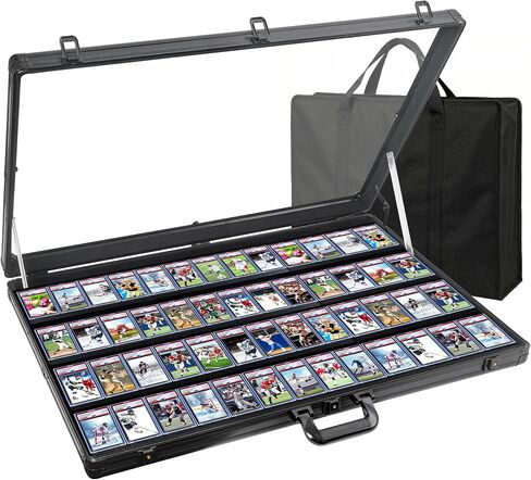 Card Display Case Aluminum Trade Show Display Case Large Portable Trading with Lock for Collectibles, Sports Cards. 34IN x 22IN - Black in Kuwait