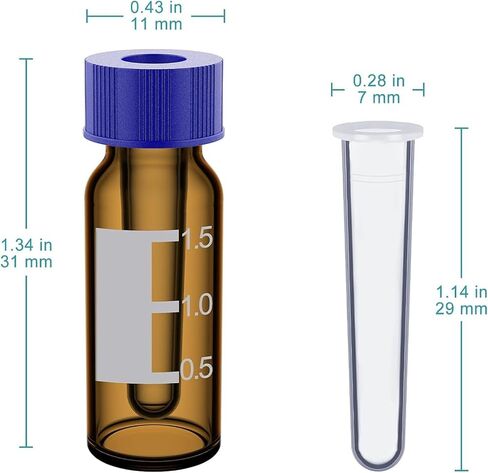 stonylab Amber Autosampler Vials (1.5 ml) Bundle with PP Inserts (150 µL) Bundle in Kuwait