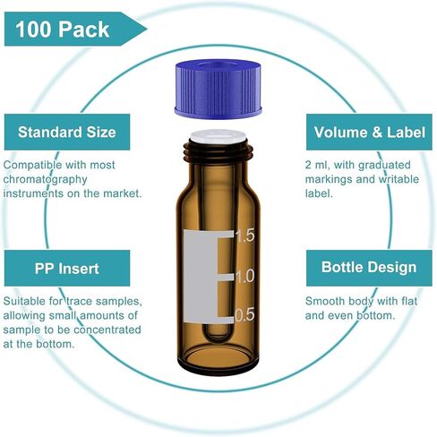 stonylab Amber Autosampler Vials (1.5 ml) Bundle with PP Inserts (150 µL) Bundle in Kuwait