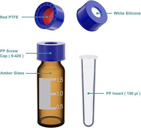 stonylab Amber Autosampler Vials (1.5 ml) Bundle with PP Inserts (150 µL) Bundle in Kuwait