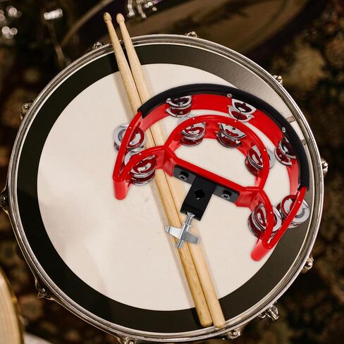 INOOMP Double Row Mounted Tambourine for Drum Sets, Metal Jingles Drum Cymbals Hi Hat Accessory, Sturdy Percussion Instrument for Musicians in Saudi Arabia
