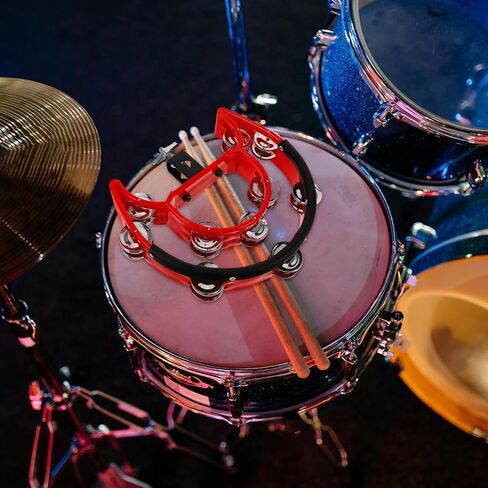 TOYANDONA Double Row Hi Hat Tambourine for Drum Set with Metal Jingles, Lightweight Abs and Metal Construction, Shock Absorption Feature, Percussion Instrument Accessory for Drummers in Kuwait