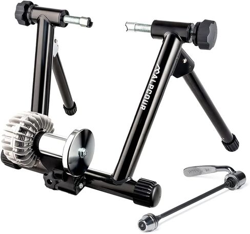 Fluid Bike Trainer Stand – Alpcour Portable Stainless Steel Indoor Trainer w/Fluid Flywheel, Noise Reduction, Progressive Resistance, Dual-Lock System – Stationary Exercise for Road & Mountain Bikes in Kuwait