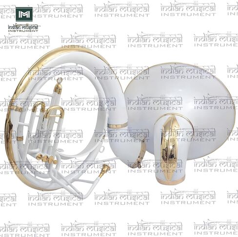 King Size Sousaphone 24'' Brass Instrument with Warm Tone, Smooth Valves, With Mouthpiece And Gig Bag. (White) in Kuwait
