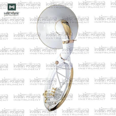 King Size Sousaphone 24'' Brass Instrument with Warm Tone, Smooth Valves, With Mouthpiece And Gig Bag. (White) in Kuwait