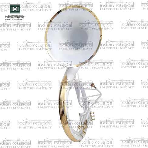 King Size Sousaphone 24'' Brass Instrument with Warm Tone, Smooth Valves, With Mouthpiece And Gig Bag. (White) in Kuwait