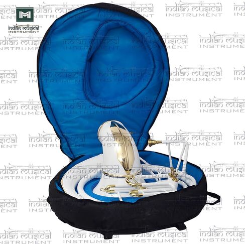 King Size Sousaphone 24'' Brass Instrument with Warm Tone, Smooth Valves, With Mouthpiece And Gig Bag. (White) in Kuwait