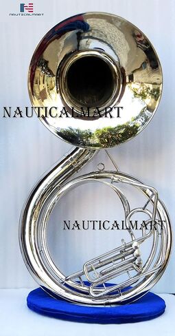Bb Flat Silver Sousaphone Tuba With Free Case+Mouthpiece Bb Big Bell 24" Nickel | Collectible Gift, Perfect for Christmas & Holiday Gifting in Kuwait