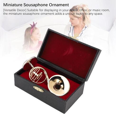 Brass Miniature Sousaphone Beautifully Crafted, Stable Support Base, Convenient Storage with Stand and Case, Versatile Decor for Home, Office, Music Room in Kuwait