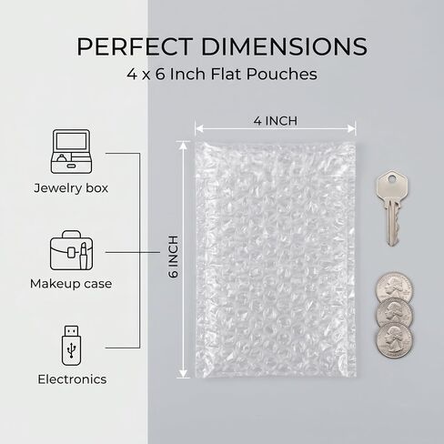 4"x6"Clear Bubble Out Bags,50 Pack Bubble Pouches Wrap Bag,Thickened Shockproof Bubble Cushioning Bags for Shipping, Moving, Packing Fragile Items, Jewelry, Electronics, Small Toys (4 * 6,50pcs) in Kuwait