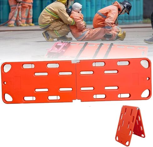 Emergency Spine Board Stretcher, Lightweight Heavy Duty Foldable Water Floating Stretcher, Backboard Spine Board with Straps, for Water Rescue and Ambulance Use, Load Capacity:159kg/350lb in Kuwait