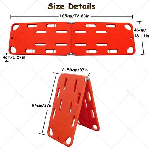 Emergency Spine Board Stretcher, Lightweight Heavy Duty Foldable Water Floating Stretcher, Backboard Spine Board with Straps, for Water Rescue and Ambulance Use, Load Capacity:159kg/350lb in Kuwait