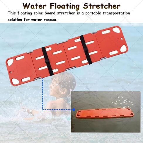 Emergency Spine Board Stretcher, Lightweight Heavy Duty Foldable Water Floating Stretcher, Backboard Spine Board with Straps, for Water Rescue and Ambulance Use, Load Capacity:159kg/350lb in Kuwait