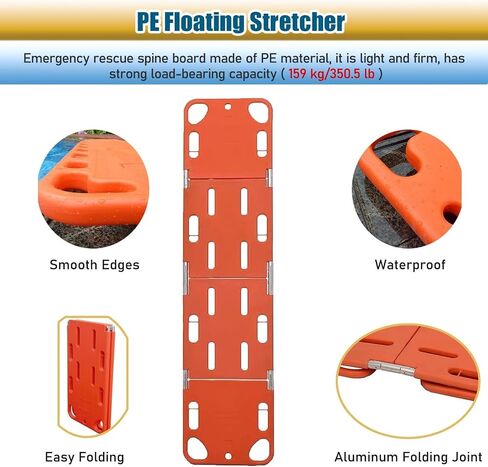 Lightweight Floating Spine Board for Water Rescue, Compact Stretcher Backboard Rescue Kit, for Beach/Pool/River Emergencies, with Head Neck Immobilization in Kuwait