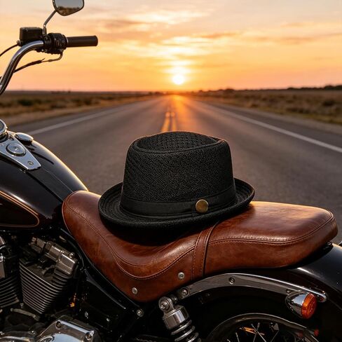 Summer Breathable Mesh Pork Pie Hat, Roll-Brim Travel Beach Sun Hat in Kuwait