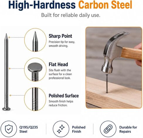 540PCS Stainless Steel Nails Kit, Hanging Nails & Wall Nails Assortment, Finish Nails, Wood Nails， Furniture Repair, Woodworking in Kuwait