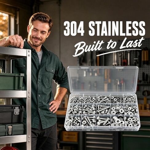 710PCS UNC Thread Screw Assortment Kit, 304 Stainless Steel Pan Head Phillips Machine Screws Nuts Washers Set, Rust Resistant Fasteners for Home Repair, Furniture, Automotive & DIY Projects in Kuwait