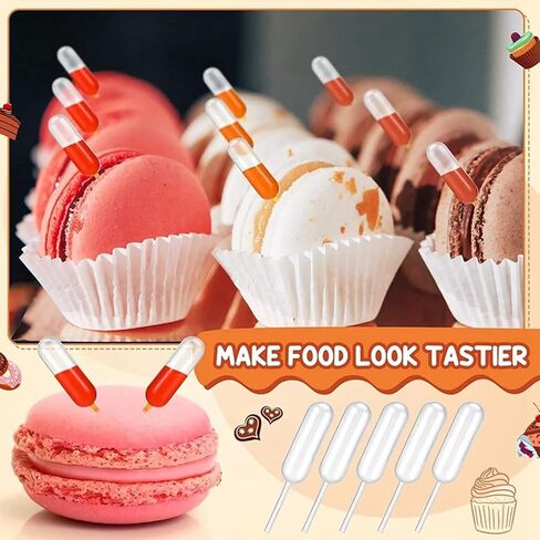100 Pack Plastic Pipettes, Transfer Pipettes, Measuring Pipettes, Squeeze Liquid Dropper Pipettes for Strawberries, Chocolate, Jam, Cupcakes (4 ml) in Kuwait