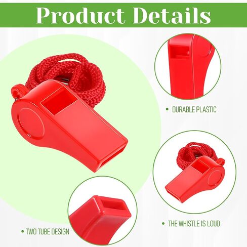 100 Pcs Coach Whistle with Lanyard, Plastic Red Emergency Whistle Bulk Loud Sound Sports Whistles for Referees Coaches Emergencies Athletes Training Outdoor Sports in Saudi Arabia