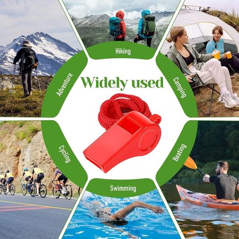 100 Pcs Coach Whistle with Lanyard, Plastic Red Emergency Whistle Bulk Loud Sound Sports Whistles for Referees Coaches Emergencies Athletes Training Outdoor Sports in Saudi Arabia